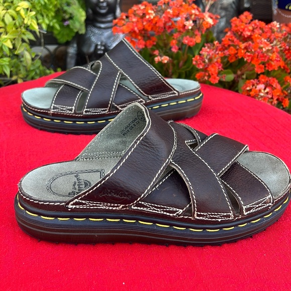 🏴󠁧󠁢󠁥󠁮󠁧󠁿 Dr. Martens MIE Vintage Chunky Platform Brown Slides Sandals UK 9 - Picture 11 of 17